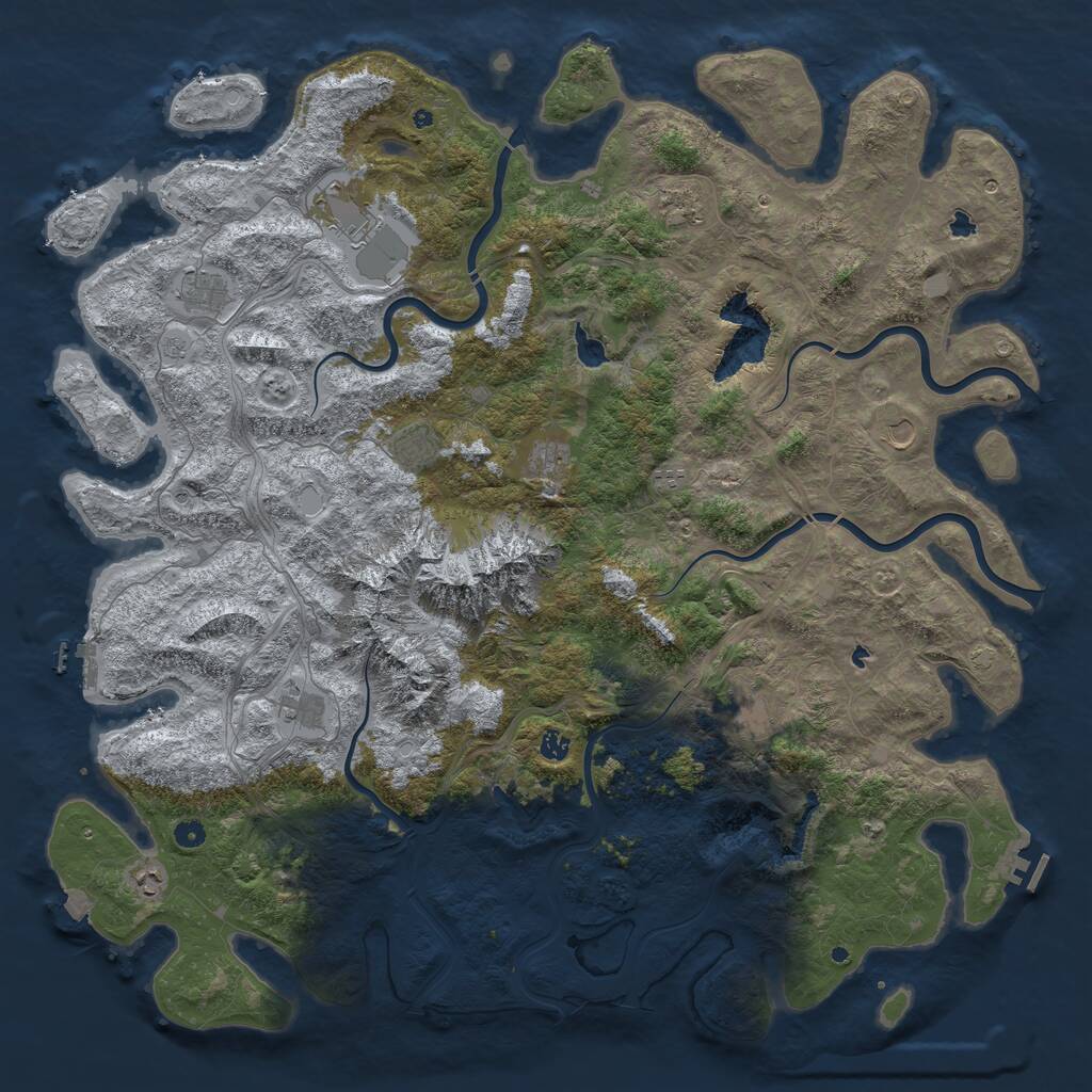 Rust Map: Procedural Map, Size: 5500, Seed: 279573653, 17 Monuments
