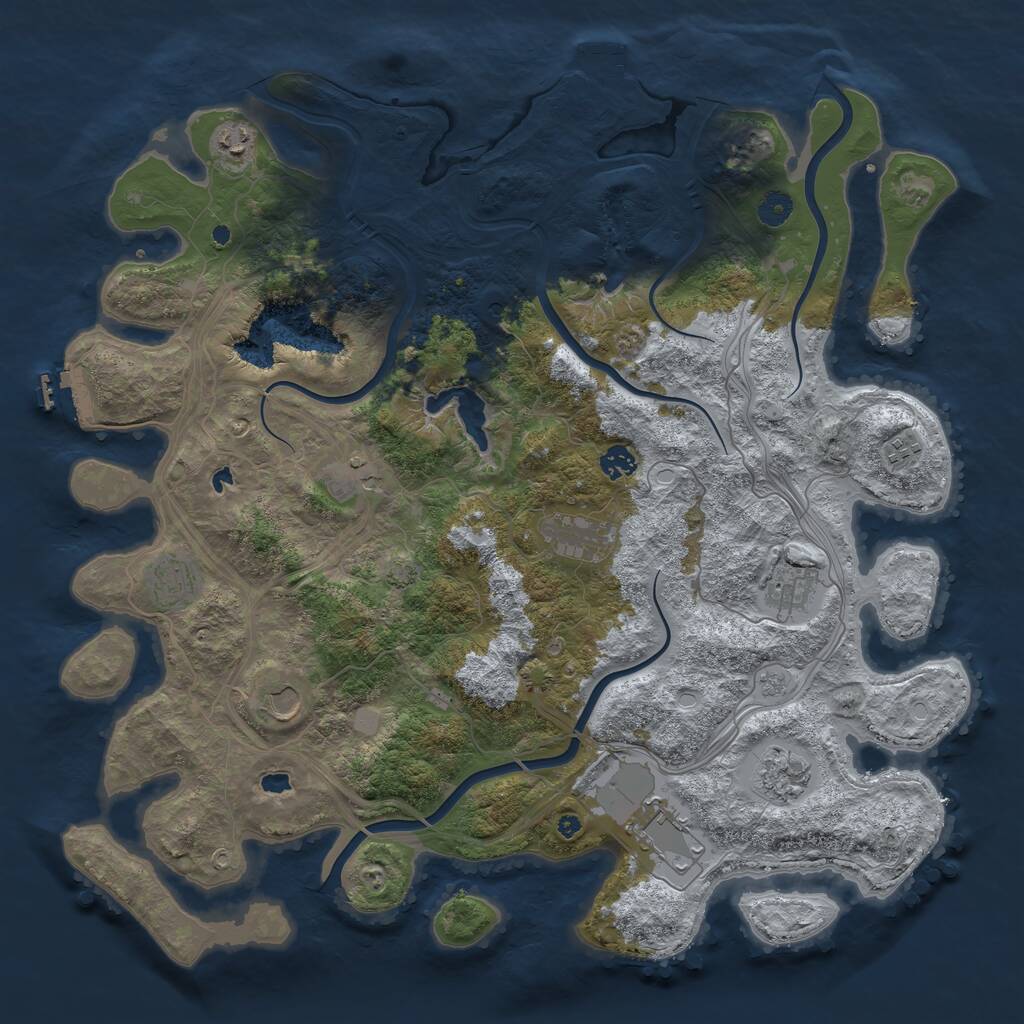 Rust Map: Procedural Map, Size: 4500, Seed: 324110176, 16 Monuments