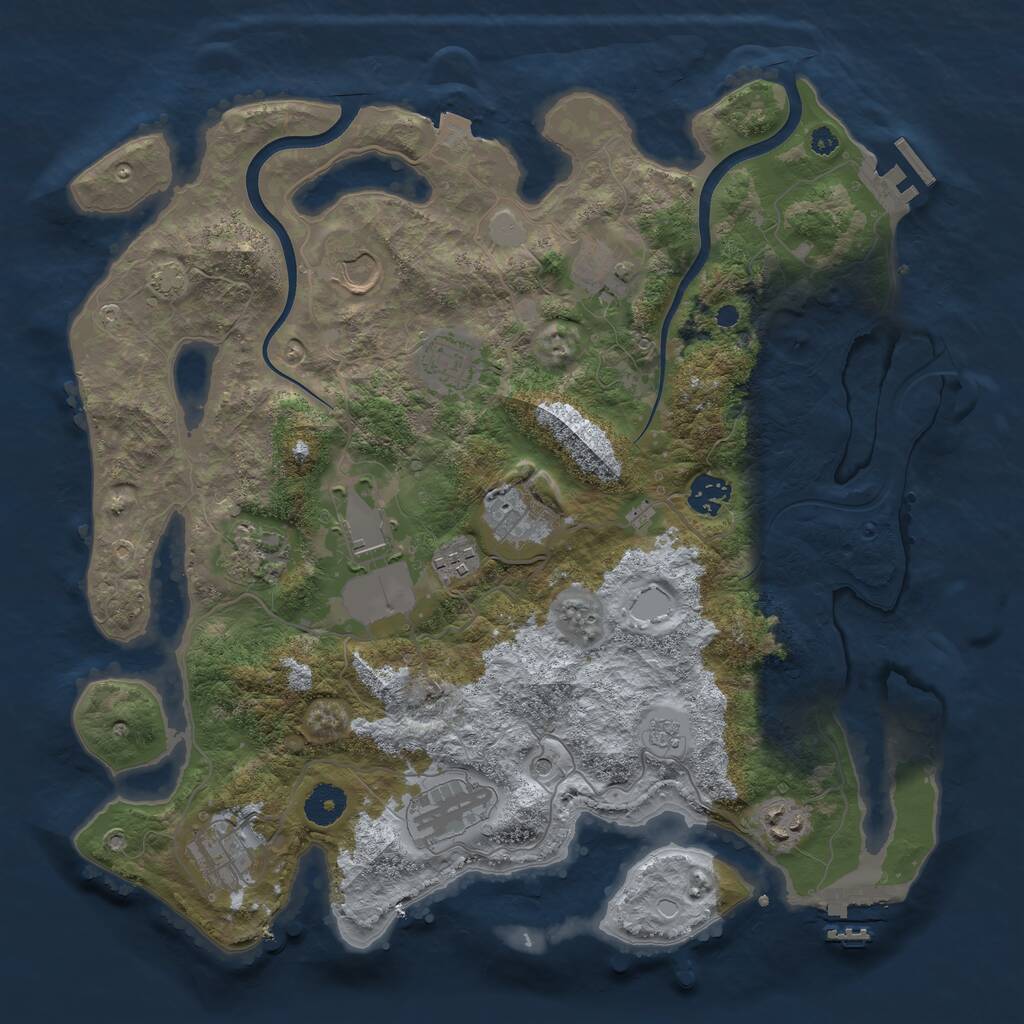 Rust Map: Procedural Map, Size: 3750, Seed: 108024869, 17 Monuments