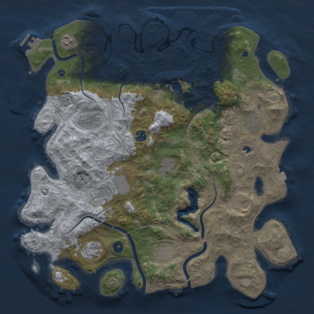 Rust Map: Procedural Map, Size: 4250, Seed: 907808716, 16 Monuments