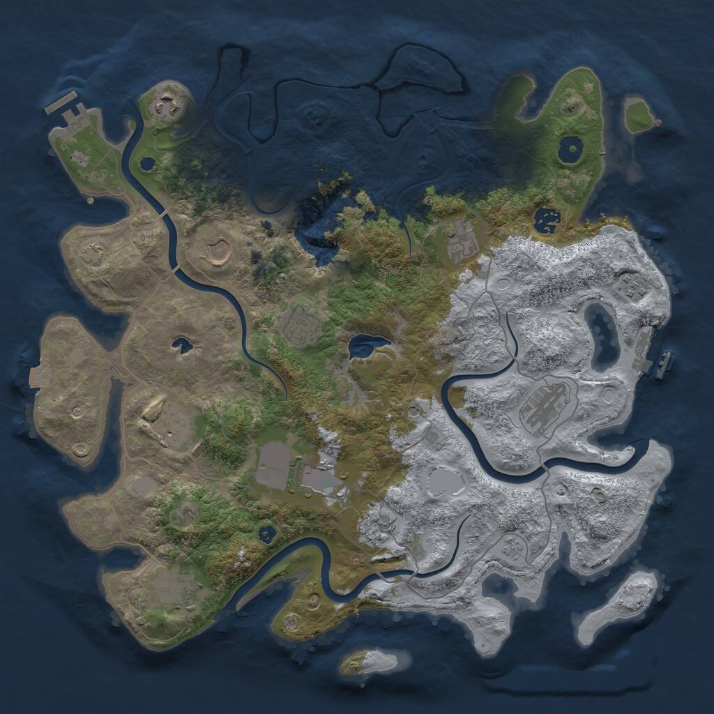 Rust Map: Procedural Map, Size: 4050, Seed: 1476233958, 17 Monuments