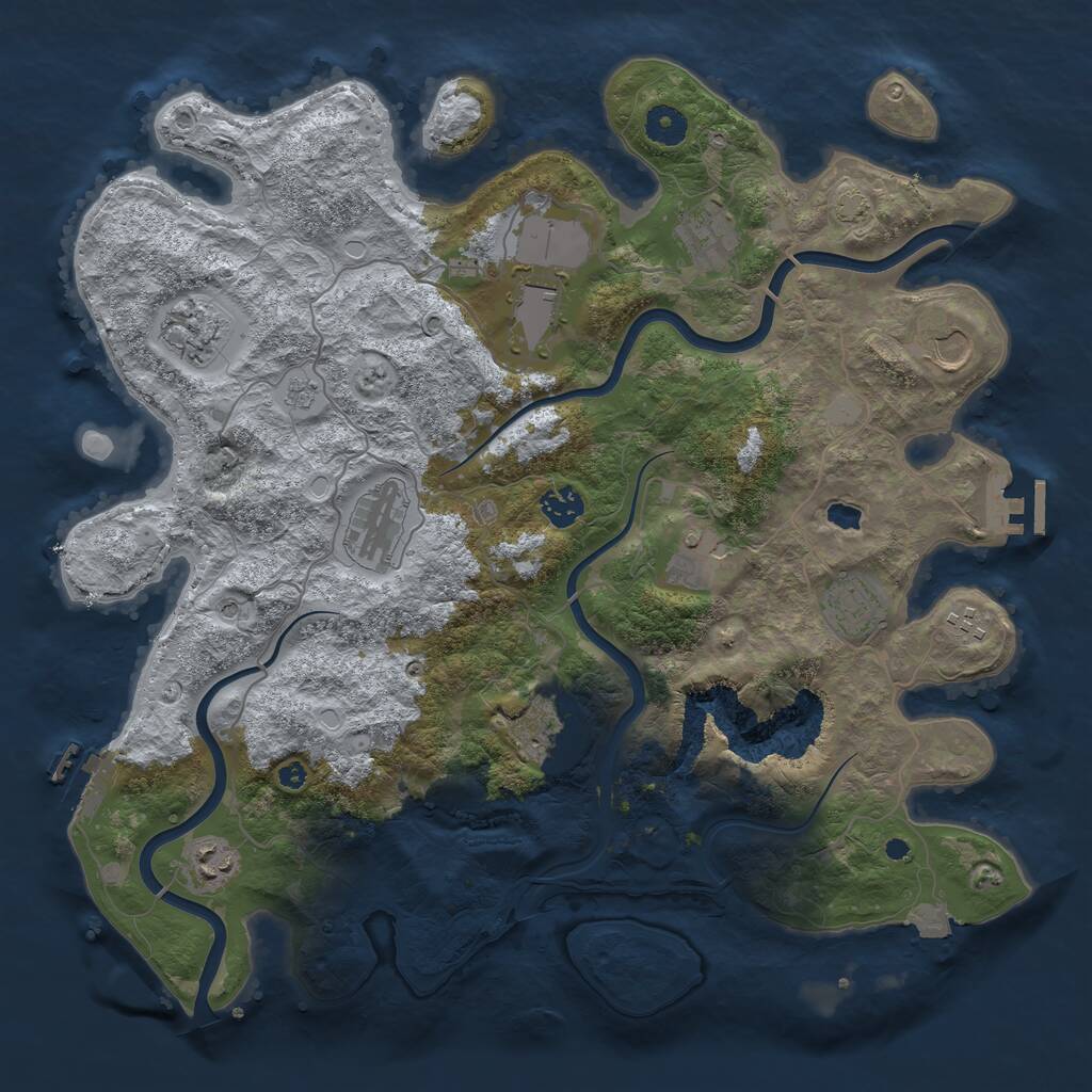 Rust Map: Procedural Map, Size: 4000, Seed: 1147409585, 17 Monuments