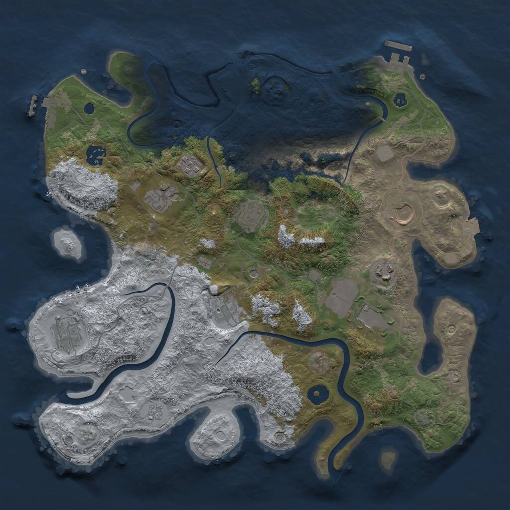 Rust Map: Procedural Map, Size: 3750, Seed: 1840547592, 15 Monuments