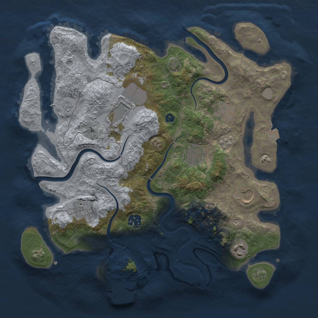 Rust Map: Procedural Map, Size: 3500, Seed: 985674321, 13 Monuments