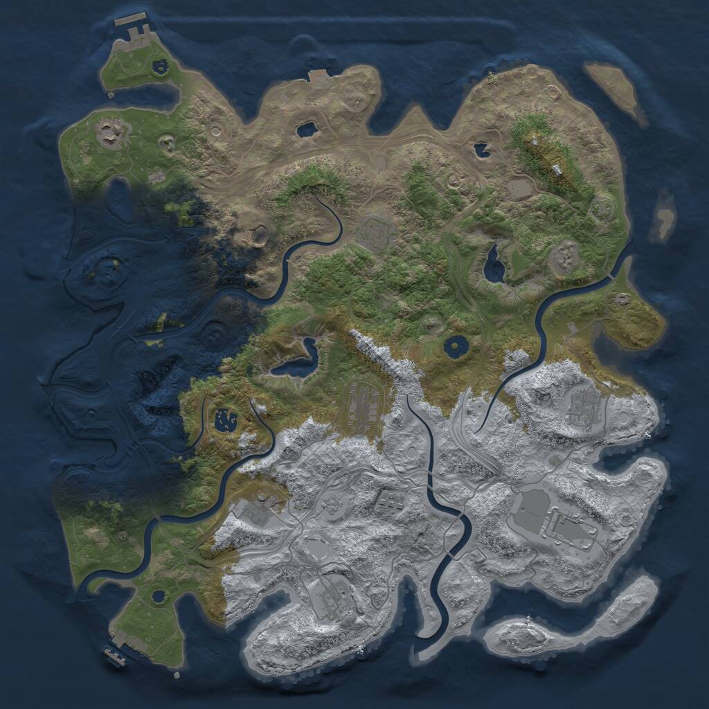 Rust Map: Procedural Map, Size: 4500, Seed: 2118266760, 16 Monuments
