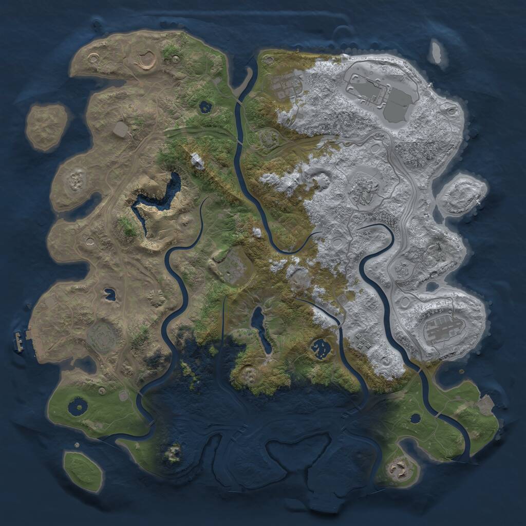 Rust Map: Procedural Map, Size: 4250, Seed: 1289664301, 16 Monuments