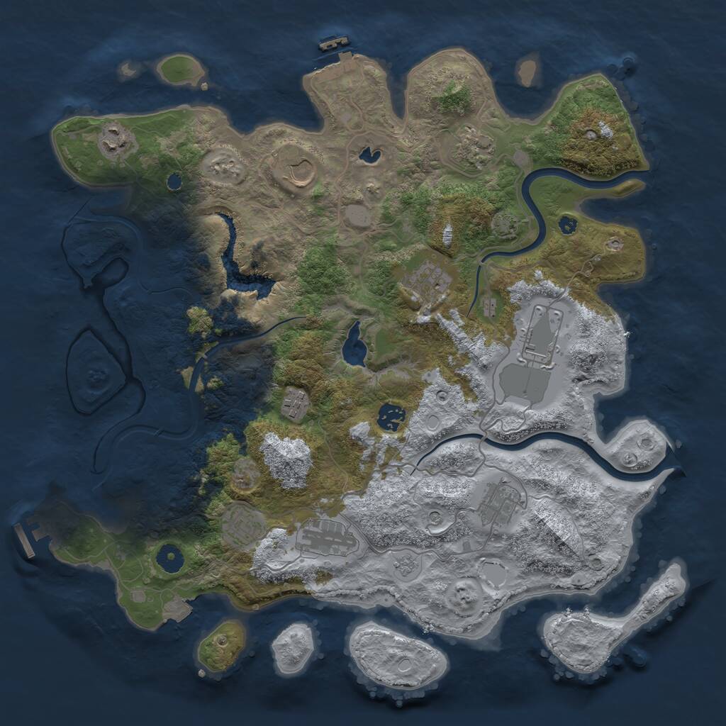 Rust Map: Procedural Map, Size: 4000, Seed: 486746521, 16 Monuments
