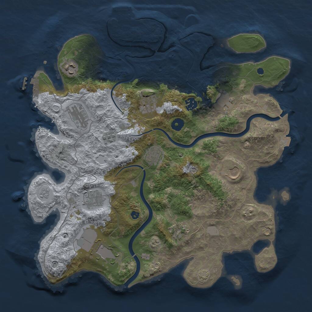 Rust Map: Procedural Map, Size: 3750, Seed: 1194583966, 17 Monuments