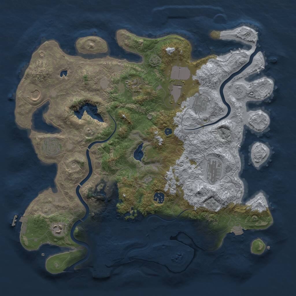 Rust Map: Procedural Map, Size: 4000, Seed: 100097219, 16 Monuments