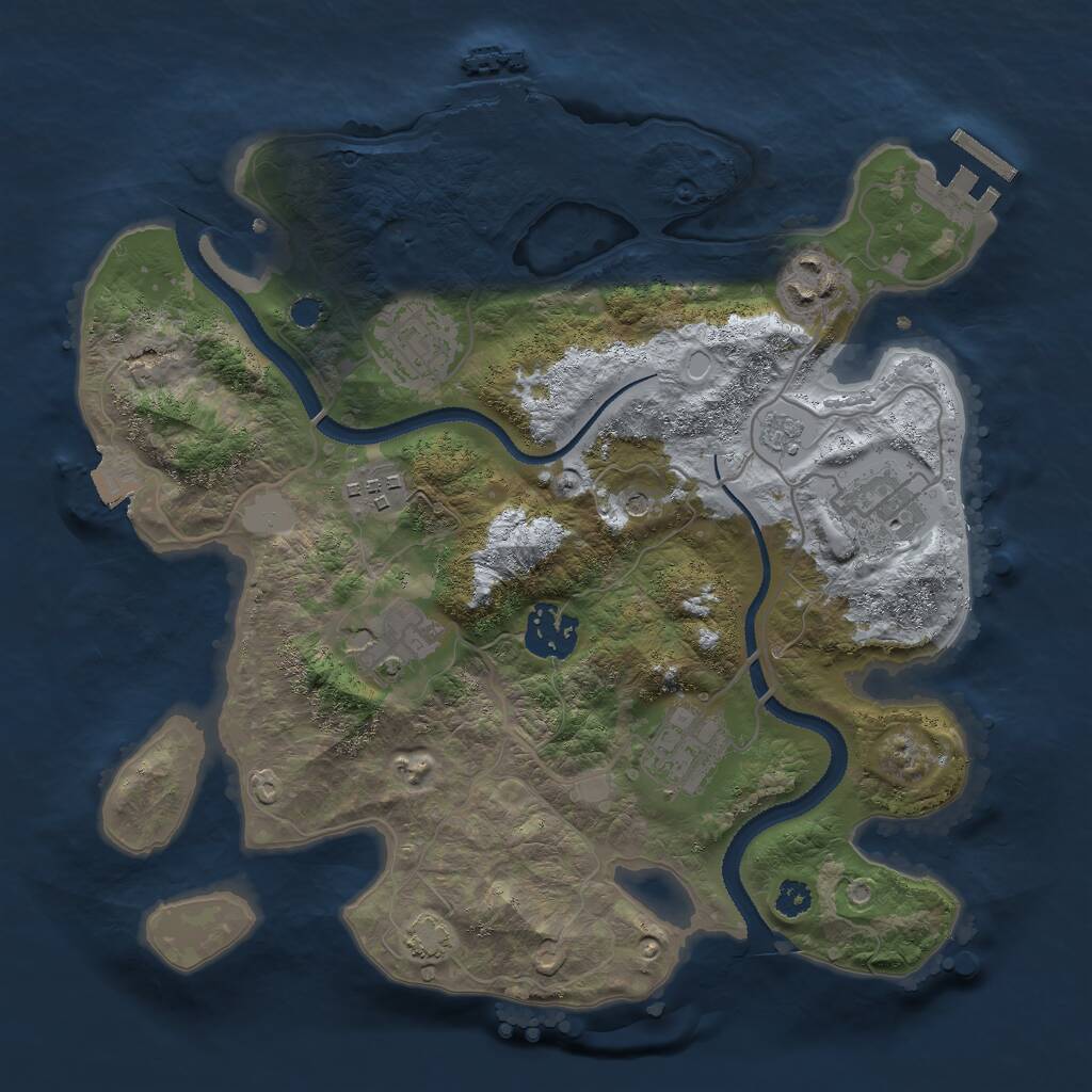 Rust Map: Procedural Map, Size: 3000, Seed: 1821040673, 13 Monuments