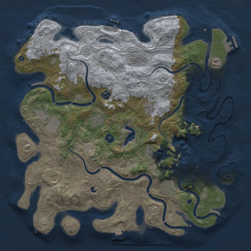 Rust Map: Procedural Map, Size: 4250, Seed: 729498591, 17 Monuments