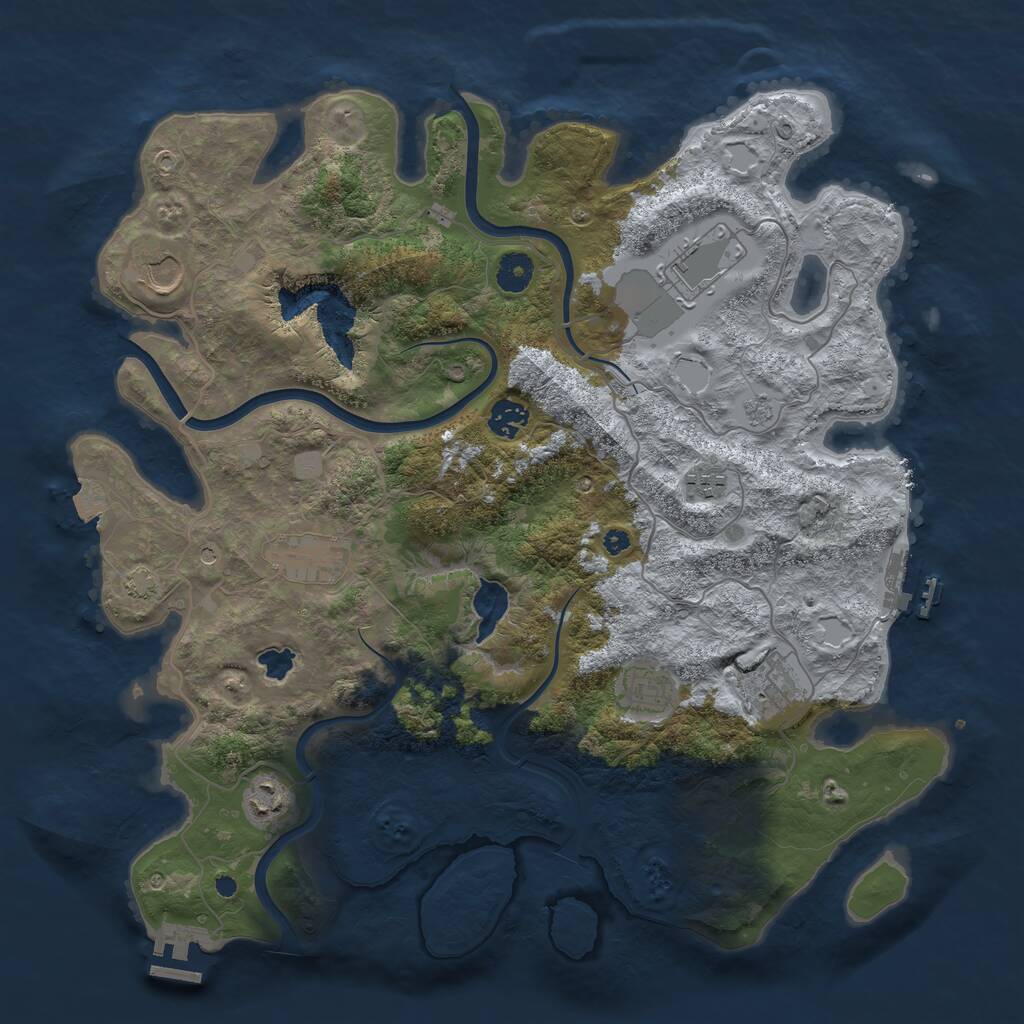 Rust Map: Procedural Map, Size: 4000, Seed: 77333, 14 Monuments