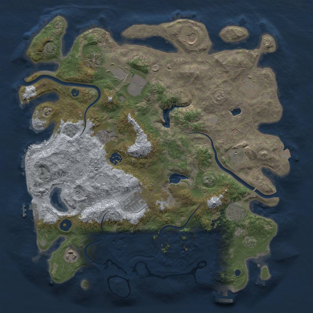 Rust Map: Procedural Map, Size: 4000, Seed: 746190621, 17 Monuments