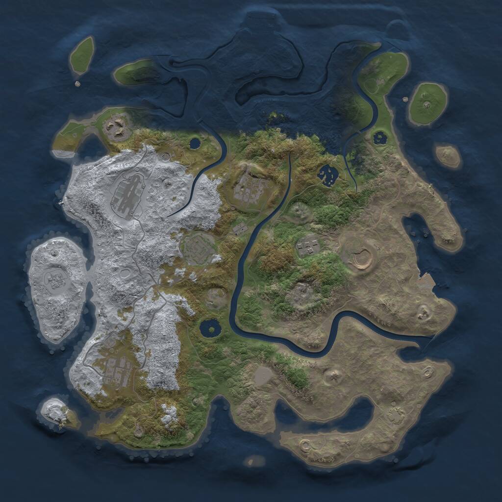 Rust Map: Procedural Map, Size: 3700, Seed: 228999663, 13 Monuments