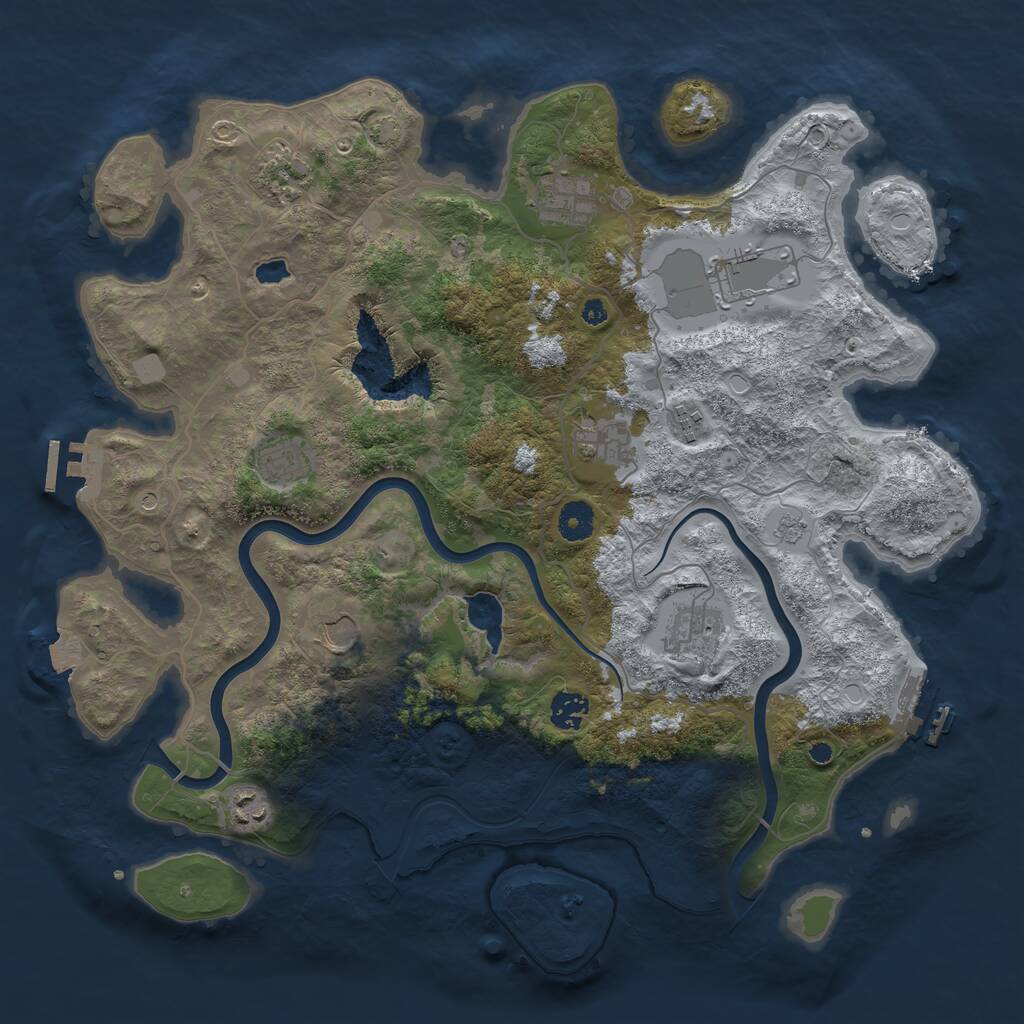Rust Map: Procedural Map, Size: 4000, Seed: 513491811, 16 Monuments