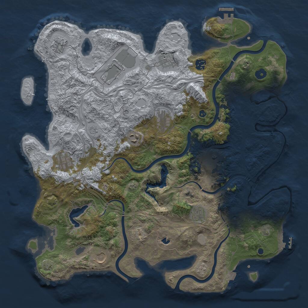 Rust Map: Procedural Map, Size: 4250, Seed: 2071590241, 17 Monuments
