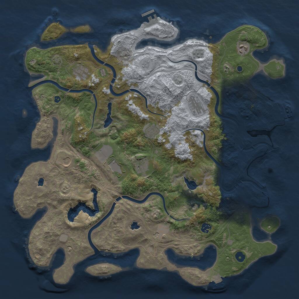 Rust Map: Procedural Map, Size: 4500, Seed: 2000244303, 16 Monuments