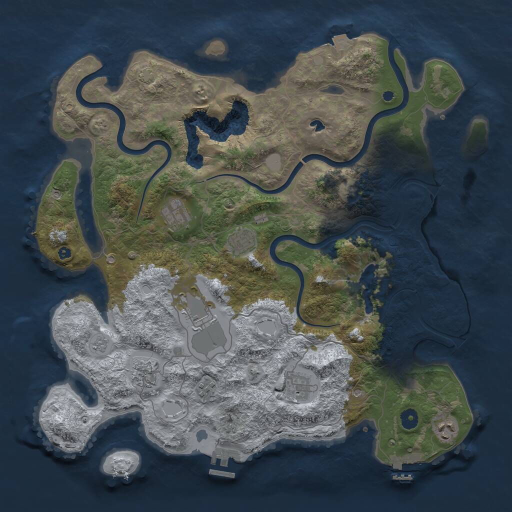 Rust Map: Procedural Map, Size: 4000, Seed: 548714174, 13 Monuments