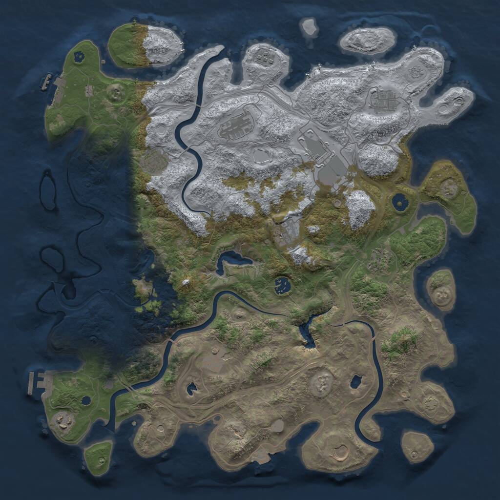 Rust Map: Procedural Map, Size: 4500, Seed: 544028623, 17 Monuments