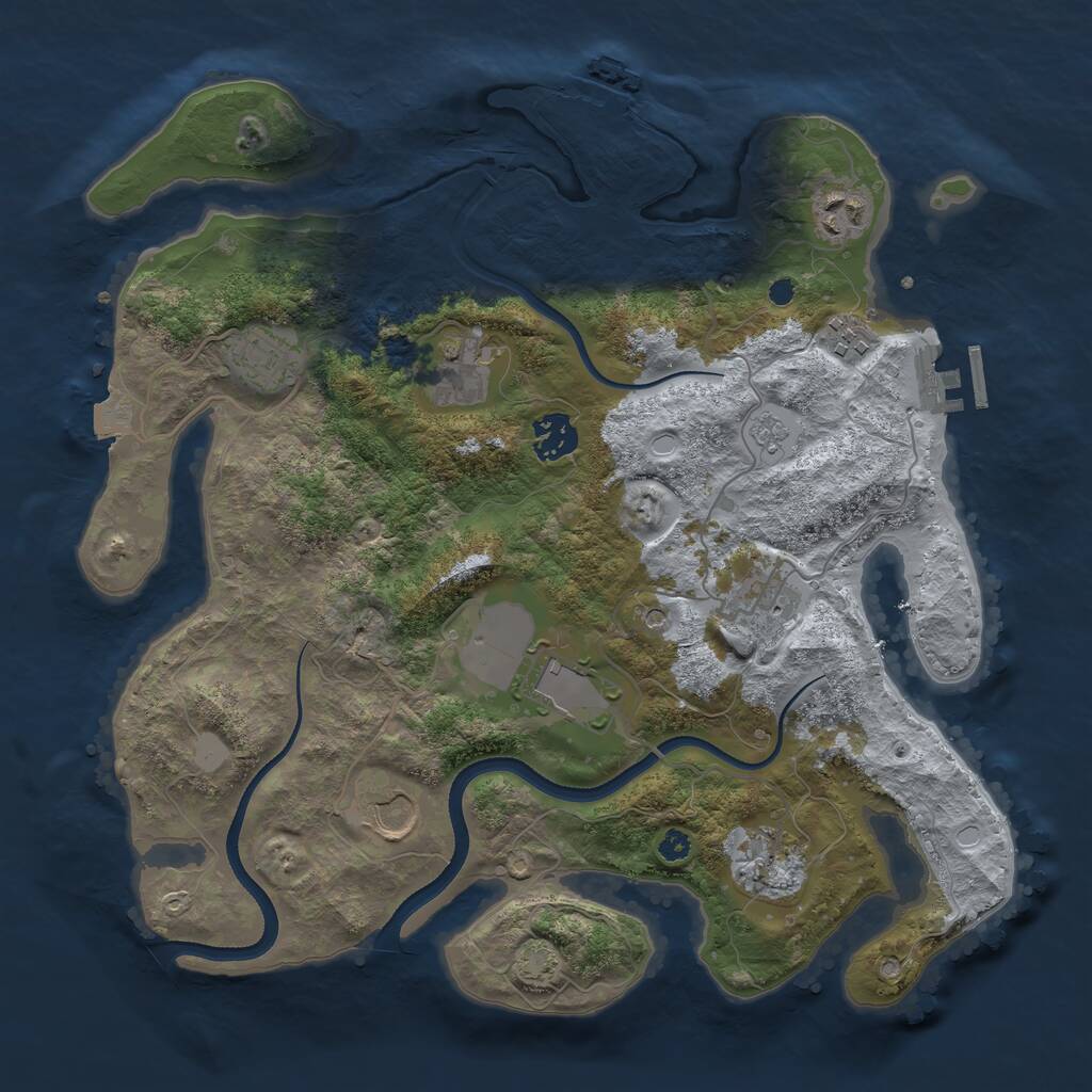 Rust Map: Procedural Map, Size: 3500, Seed: 1709371083, 15 Monuments