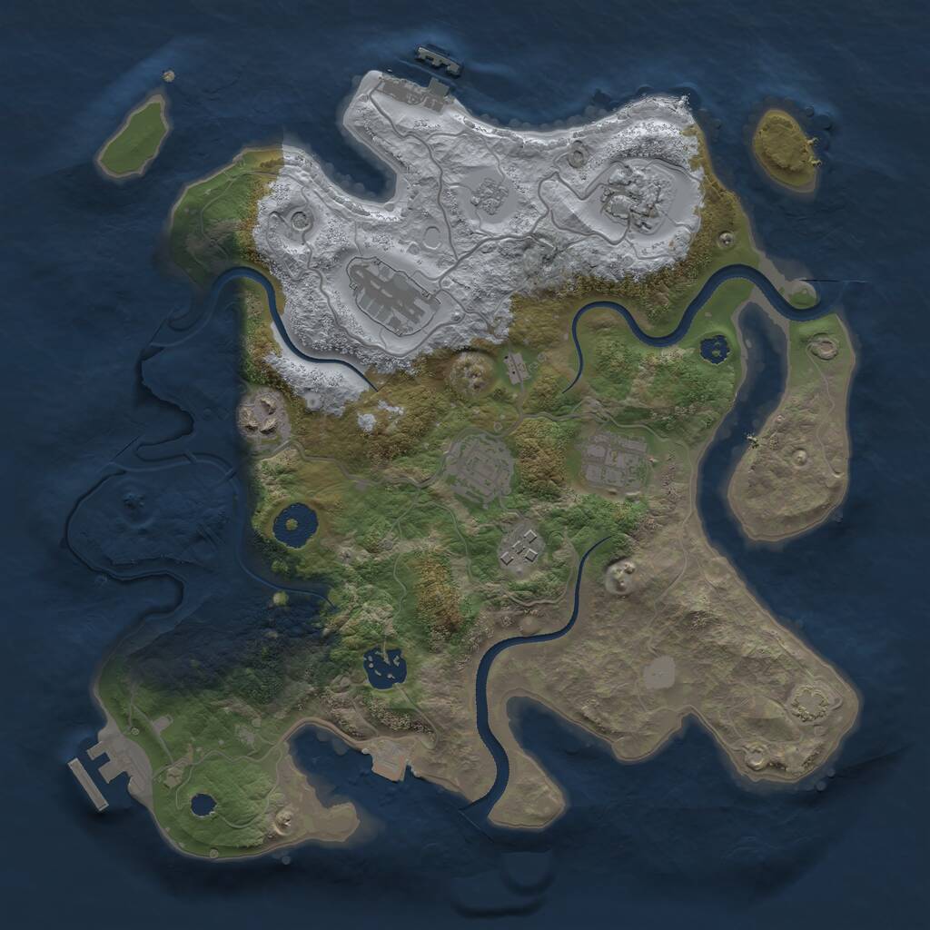 Rust Map: Procedural Map, Size: 3250, Seed: 1788125601, 13 Monuments