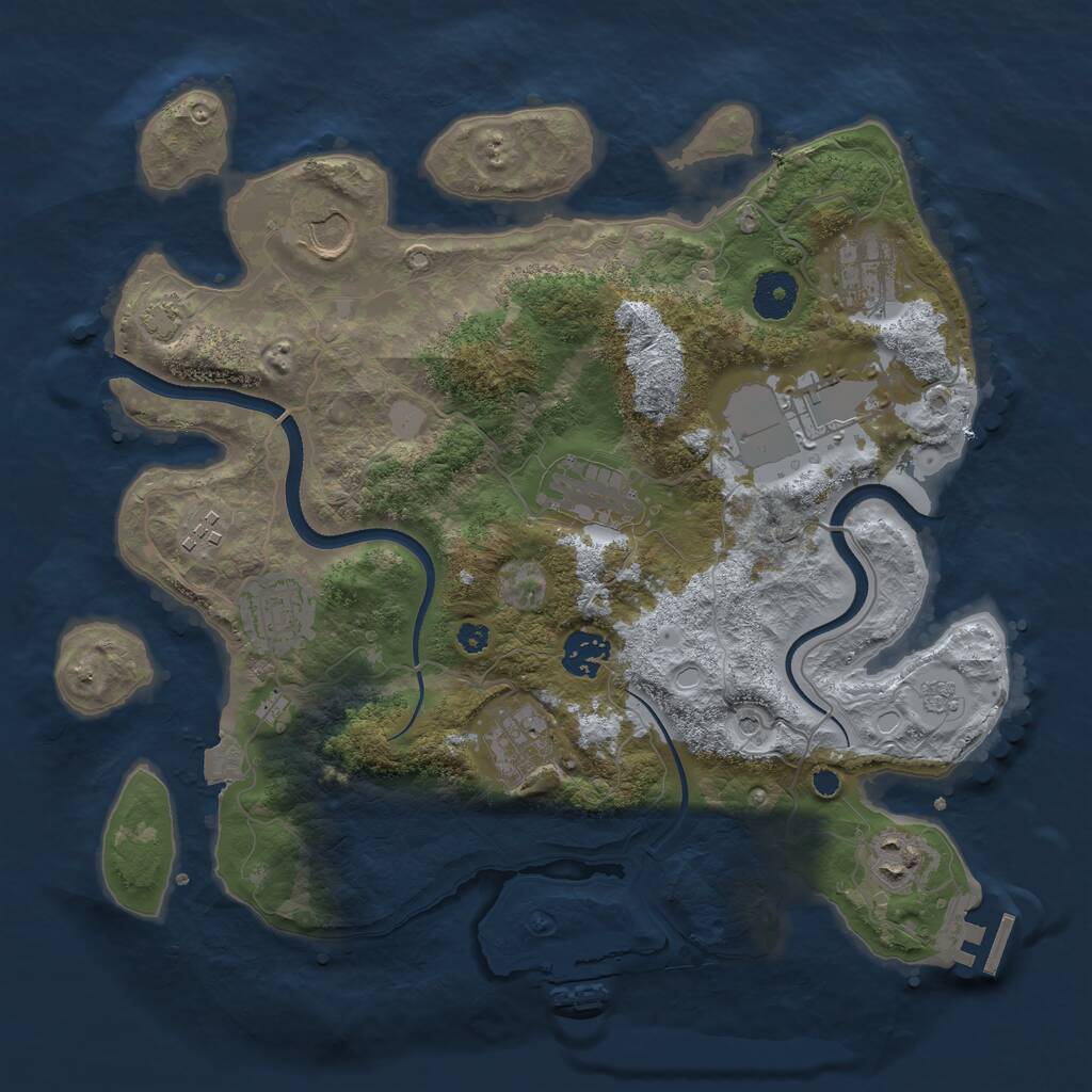 Rust Map: Procedural Map, Size: 3500, Seed: 49924, 15 Monuments