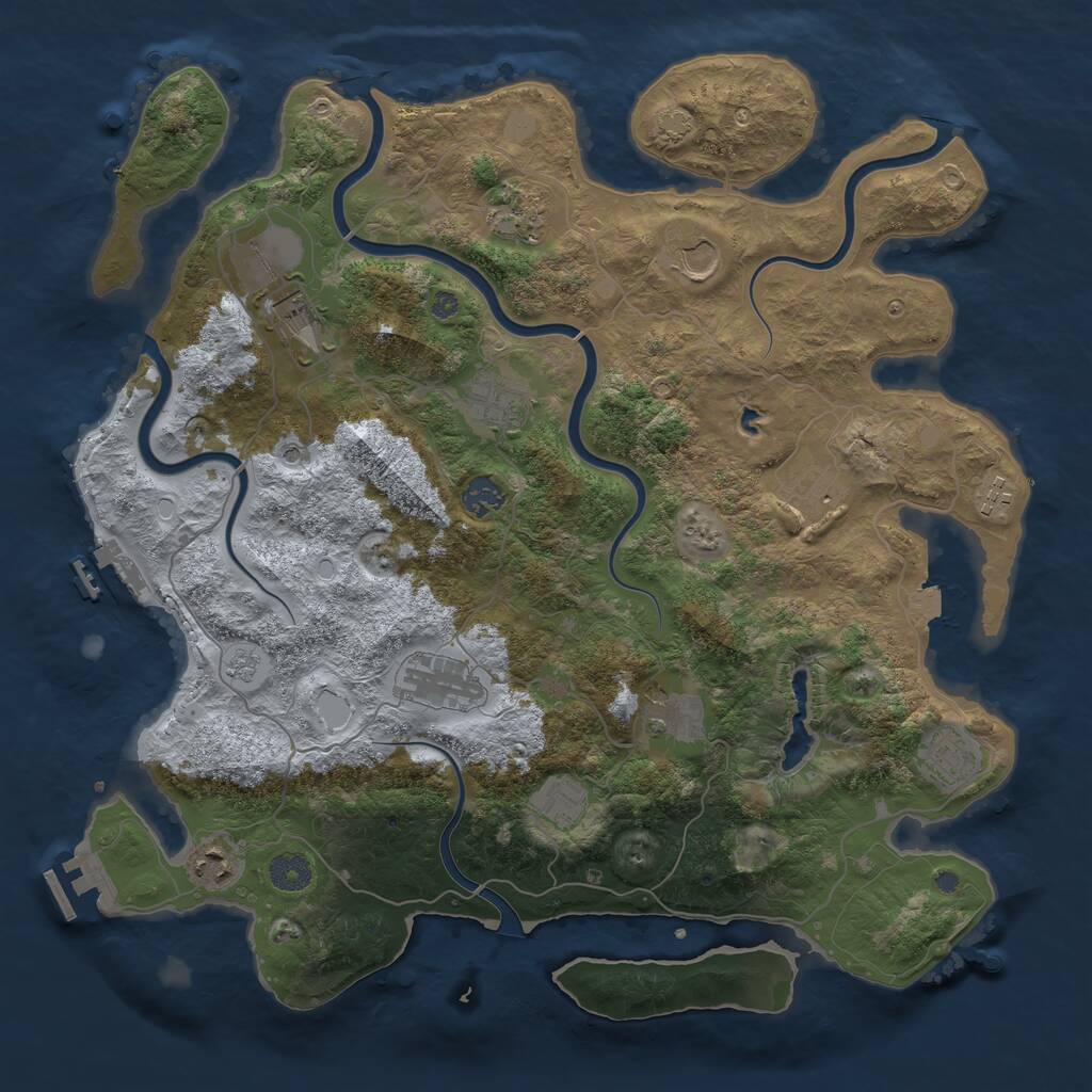 Rust Map: Procedural Map, Size: 4050, Seed: 1378353437, 17 Monuments