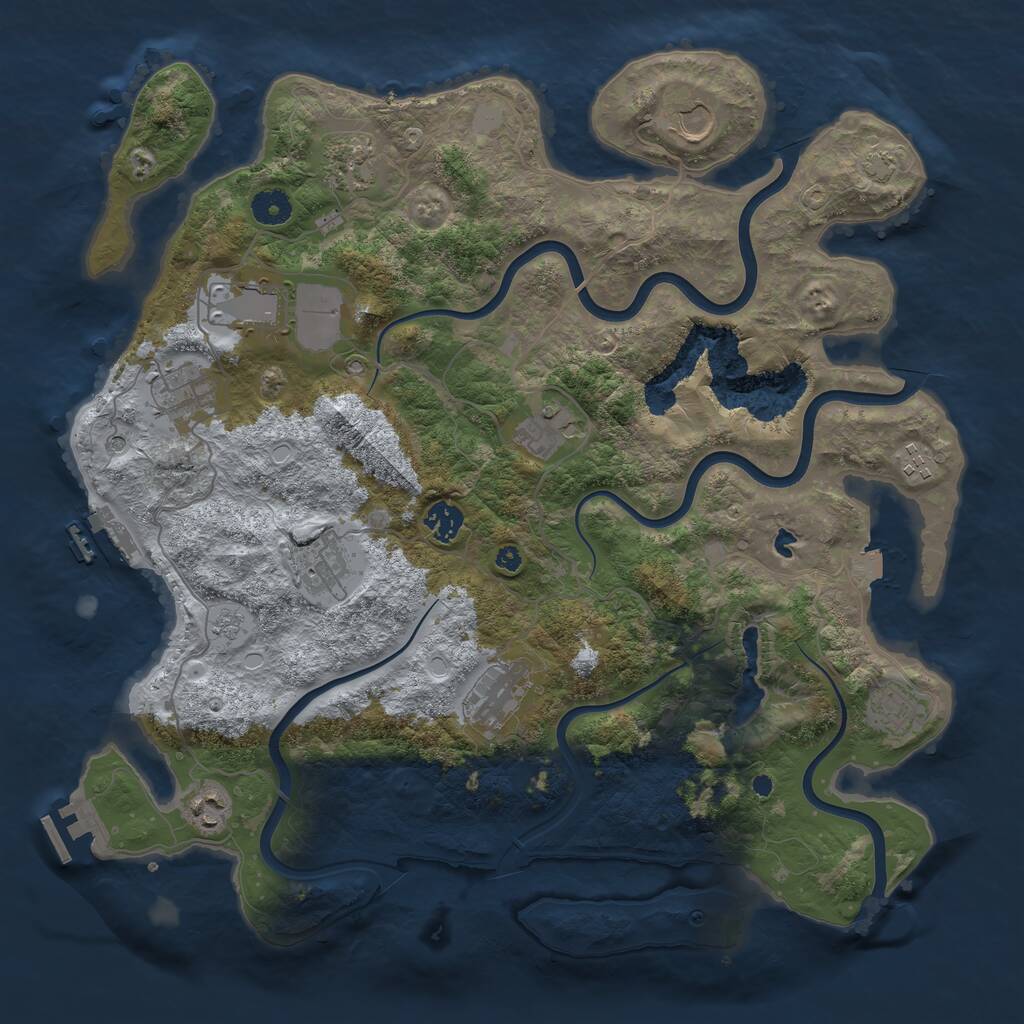 Rust Map: Procedural Map, Size: 4050, Seed: 1378353437, 17 Monuments
