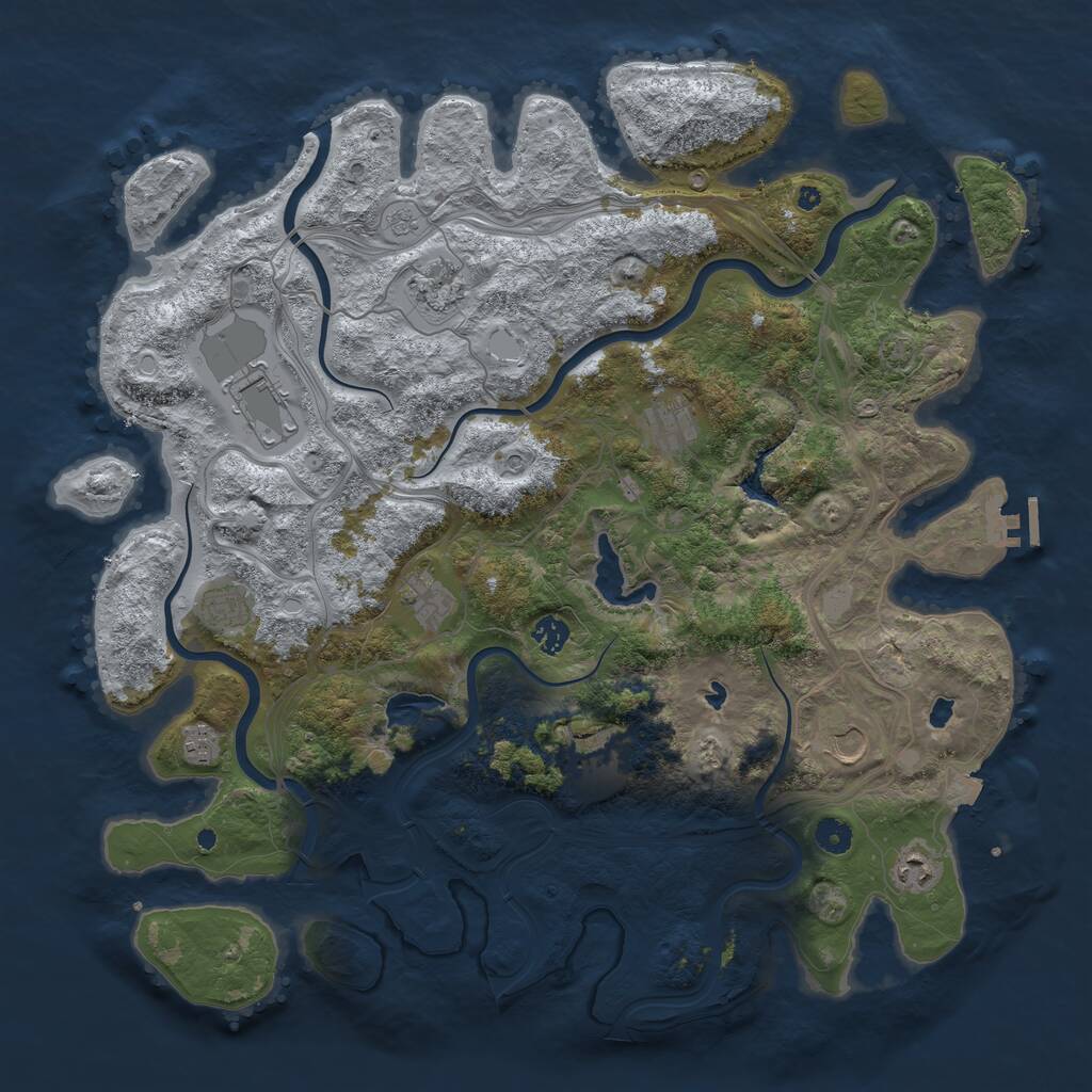 Rust Map: Procedural Map, Size: 4500, Seed: 464112277, 15 Monuments