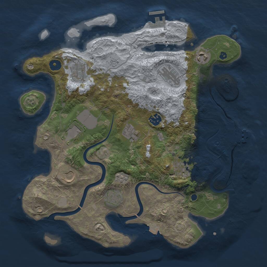Rust Map: Procedural Map, Size: 3500, Seed: 525509028, 16 Monuments