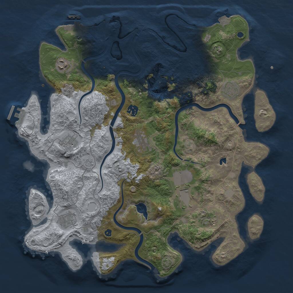 Rust Map: Procedural Map, Size: 4000, Seed: 1050419584, 15 Monuments