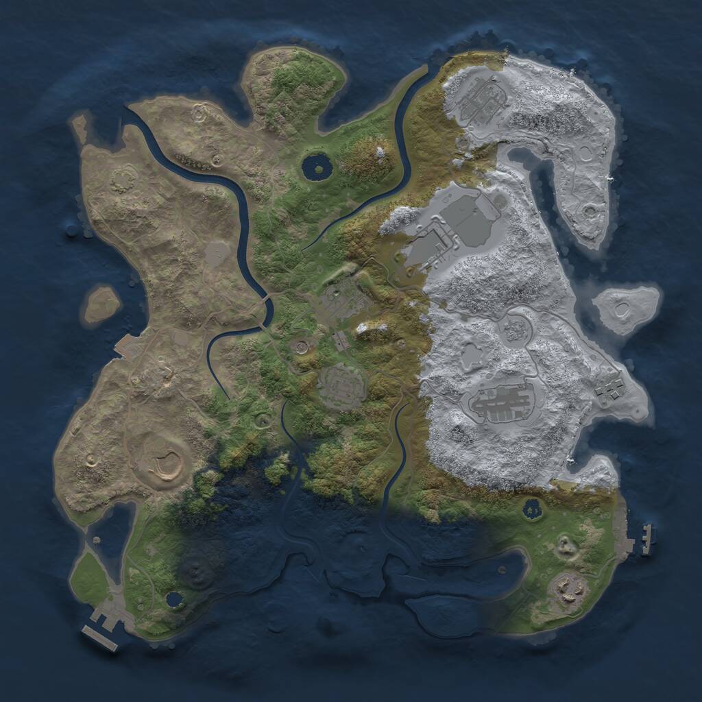 Rust Map: Procedural Map, Size: 3650, Seed: 29156891, 14 Monuments