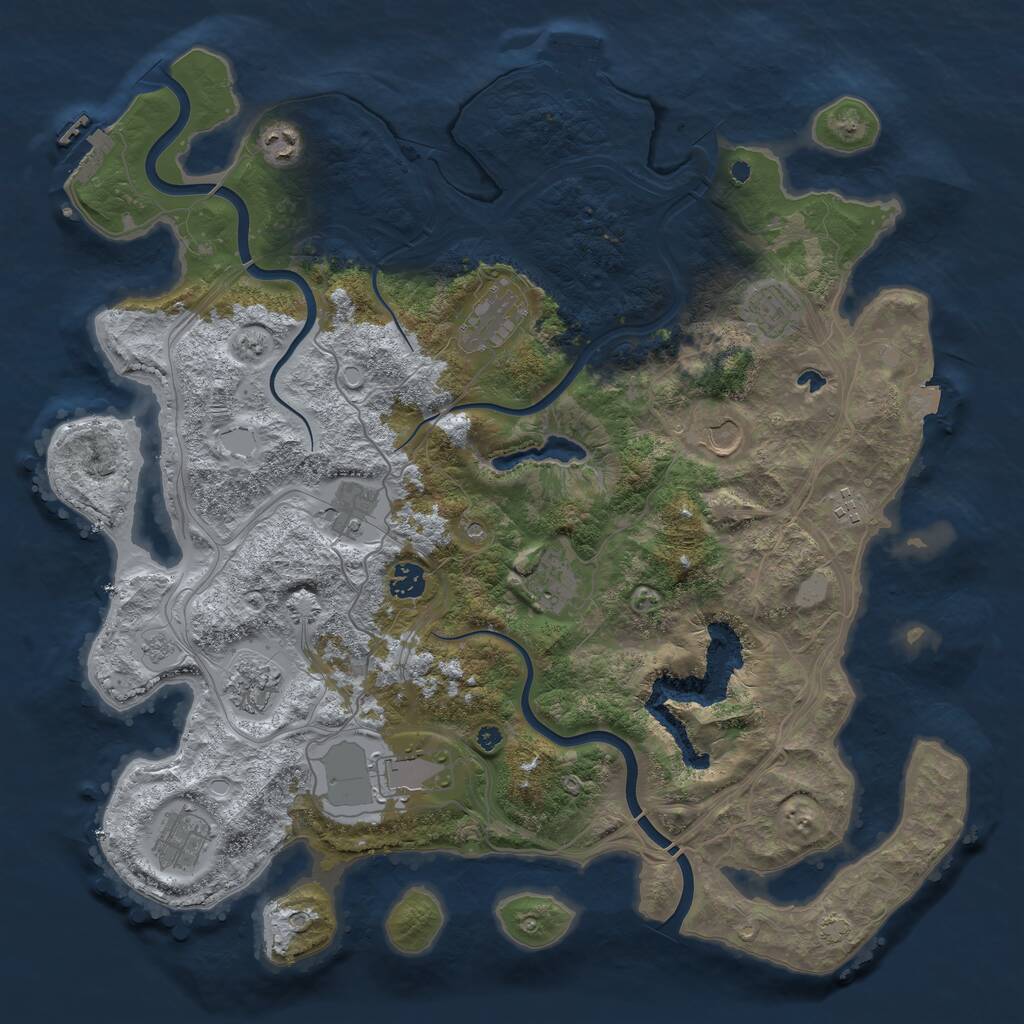 Rust Map: Procedural Map, Size: 4250, Seed: 1064338378, 17 Monuments