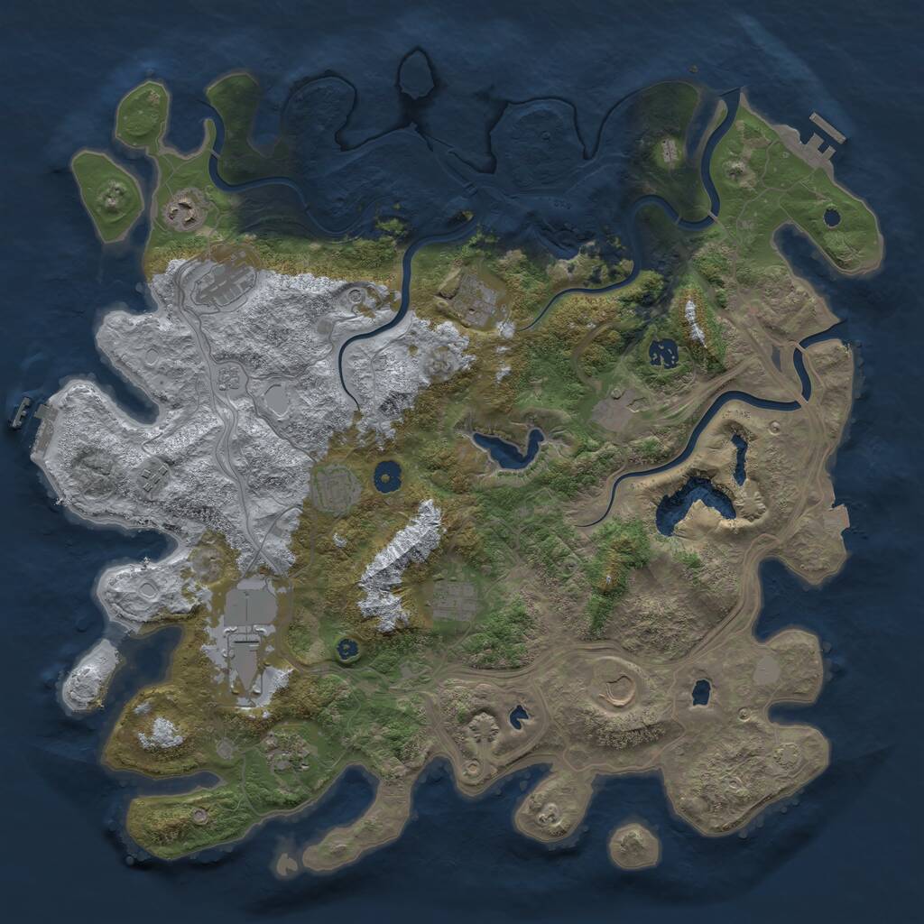 Rust Map: Procedural Map, Size: 4500, Seed: 1025535037, 17 Monuments