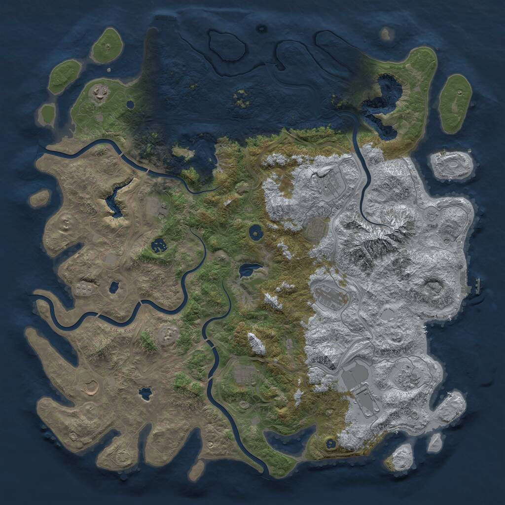 Rust Map: Procedural Map, Size: 5100, Seed: 1224852375, 17 Monuments