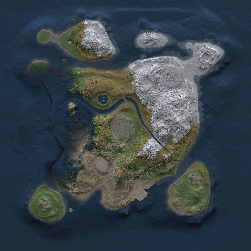 Rust Map: Procedural Map, Size: 2500, Seed: 635667938, 4 Monuments