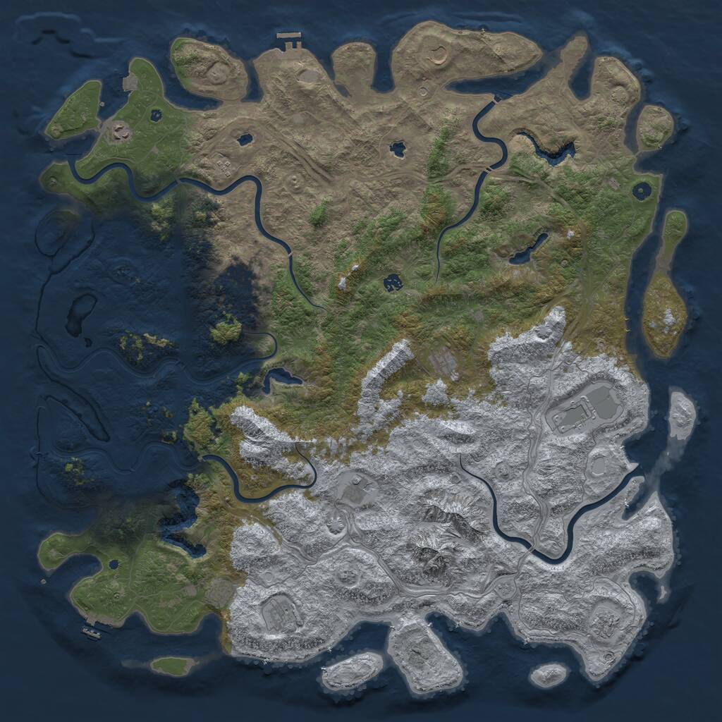 Rust Map: Procedural Map, Size: 6000, Seed: 513397, 17 Monuments