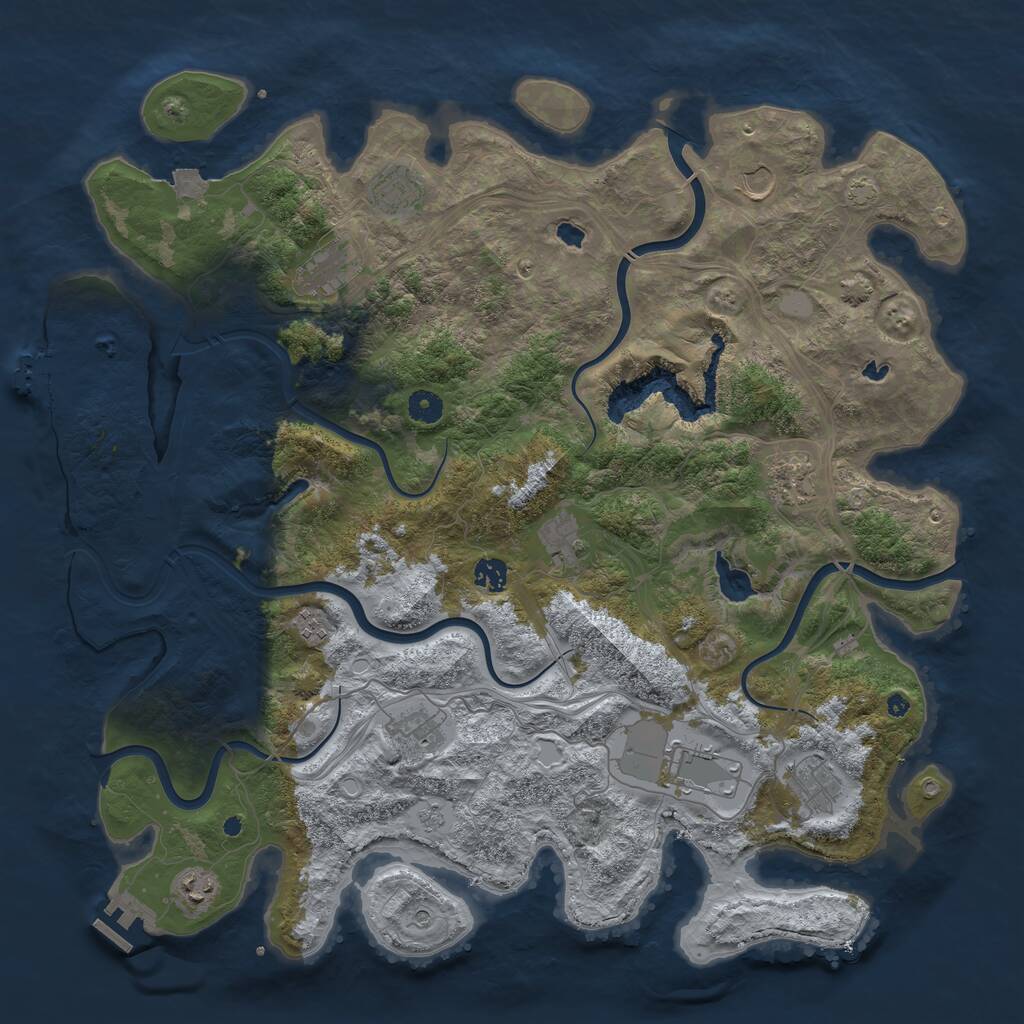 Rust Map: Procedural Map, Size: 4500, Seed: 522929911, 17 Monuments