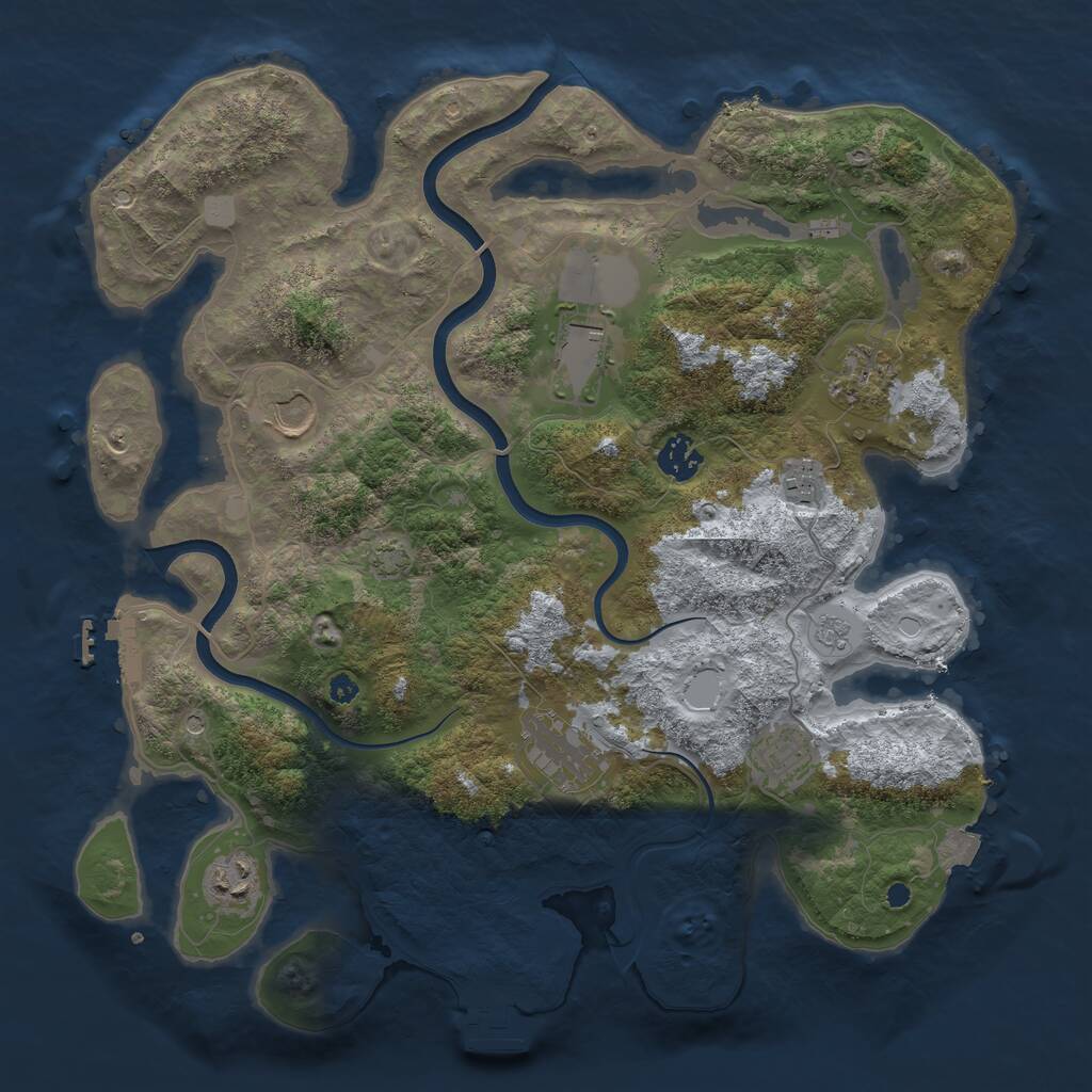 Rust Map: Procedural Map, Size: 3750, Seed: 615160058, 14 Monuments