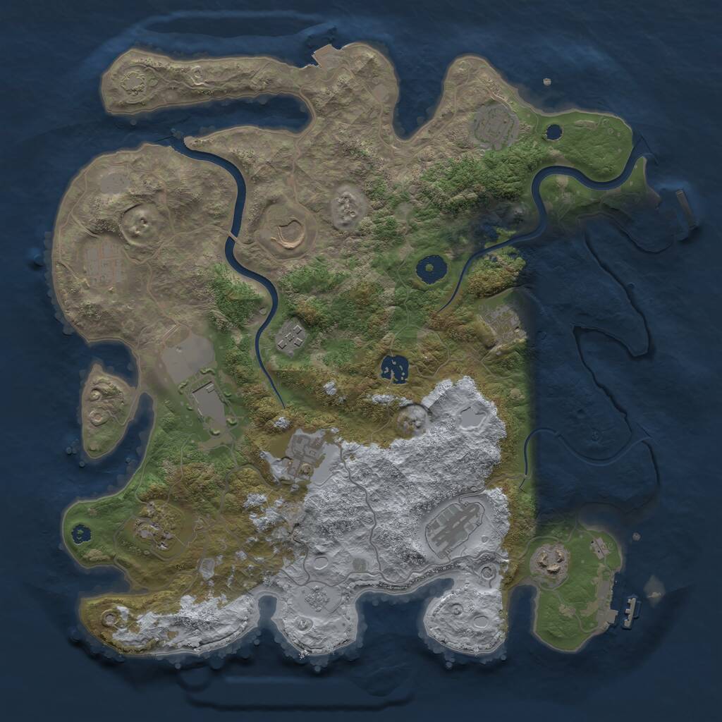 Rust Map: Procedural Map, Size: 3750, Seed: 142550190, 17 Monuments