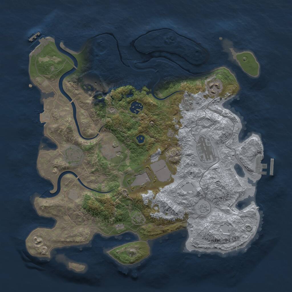 Rust Map: Procedural Map, Size: 3500, Seed: 1887952370, 14 Monuments
