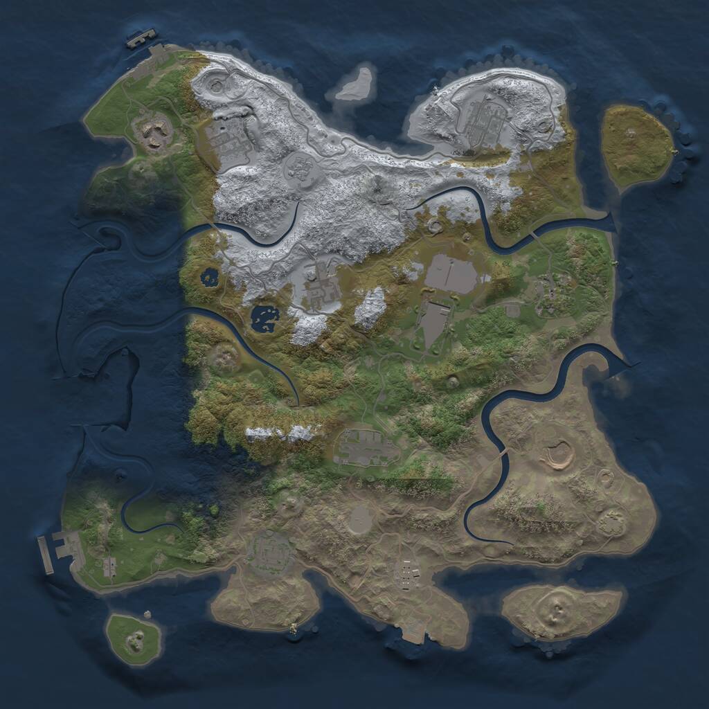 Rust Map: Procedural Map, Size: 3700, Seed: 874822287, 17 Monuments