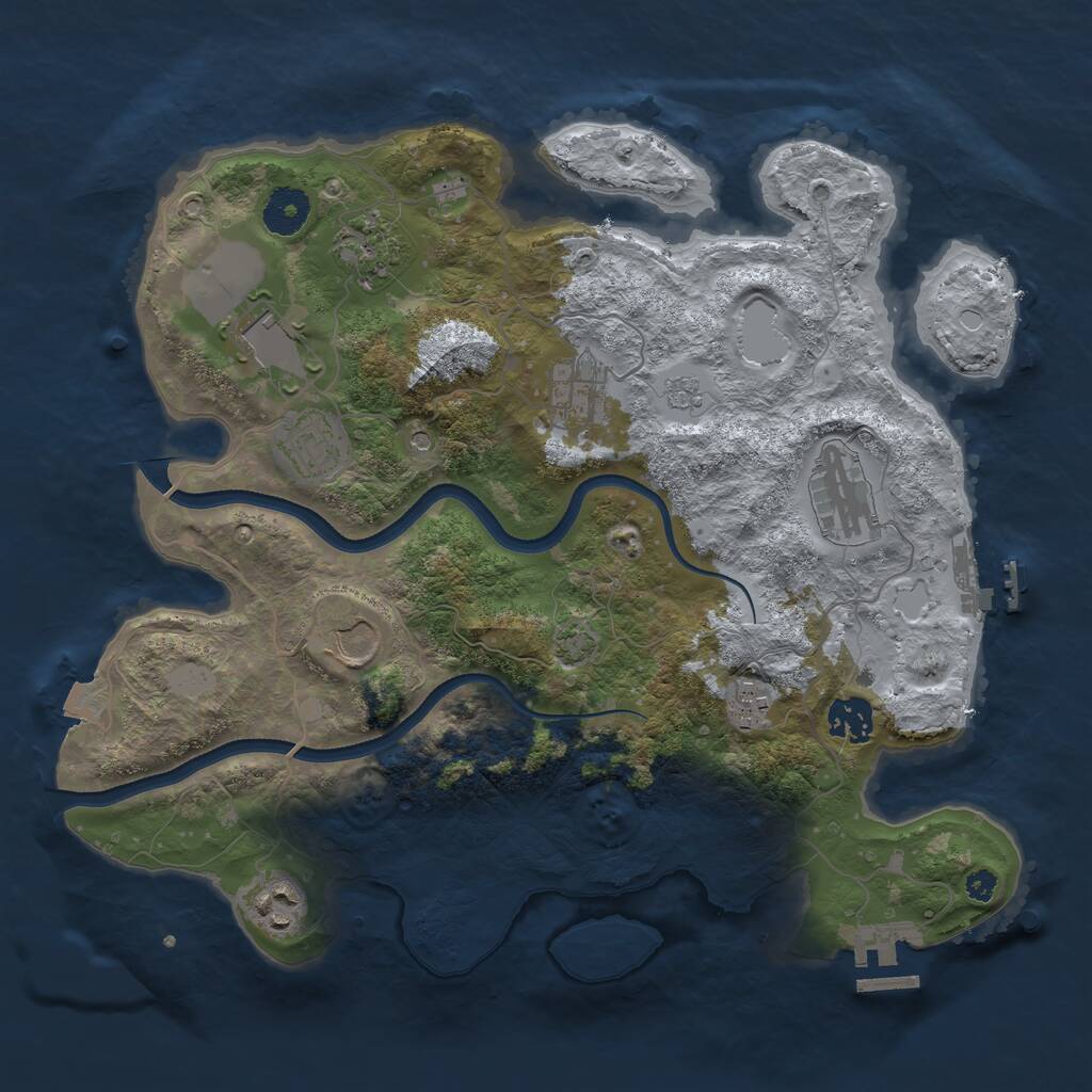Rust Map: Procedural Map, Size: 3500, Seed: 1095210706, 15 Monuments