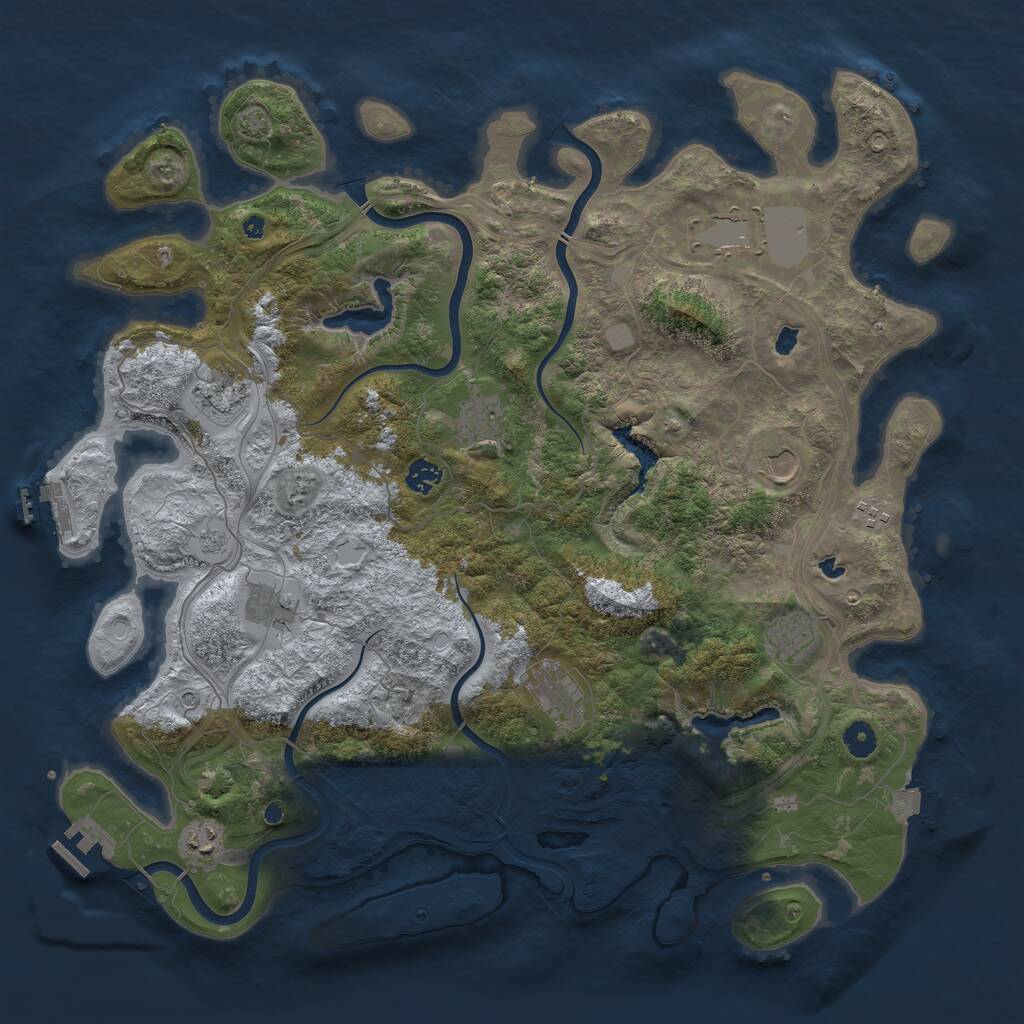 Rust Map: Procedural Map, Size: 4500, Seed: 88523877, 16 Monuments
