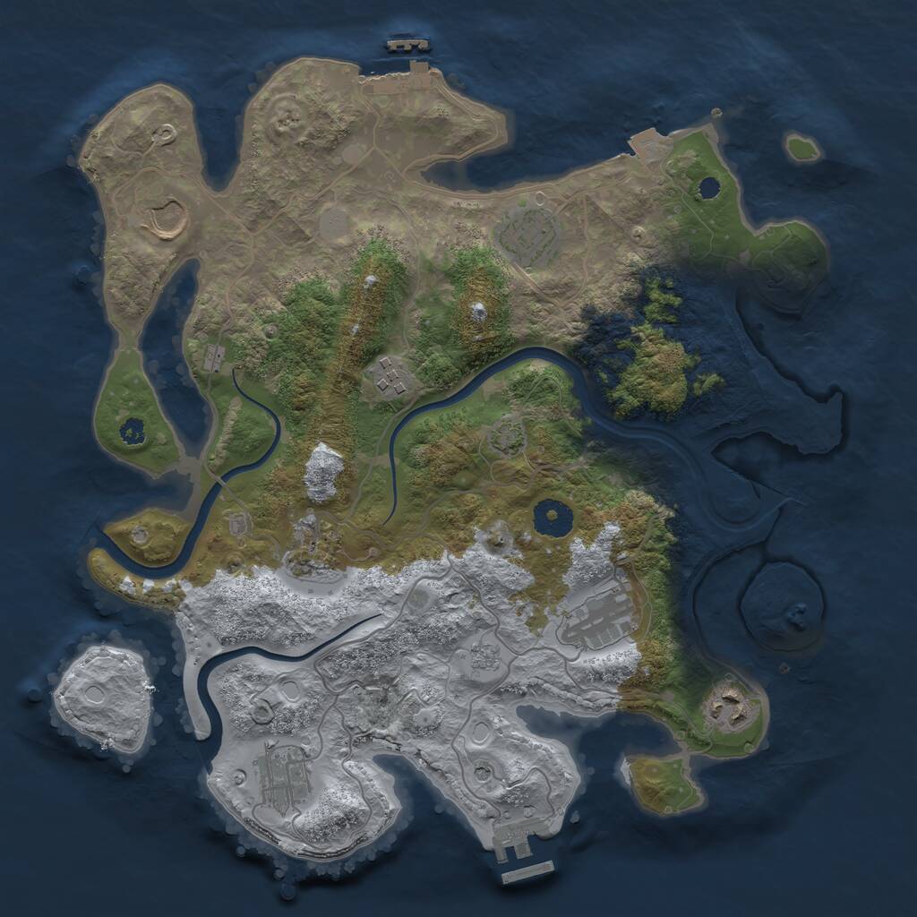 Rust Map: Procedural Map, Size: 3500, Seed: 1488688714, 13 Monuments
