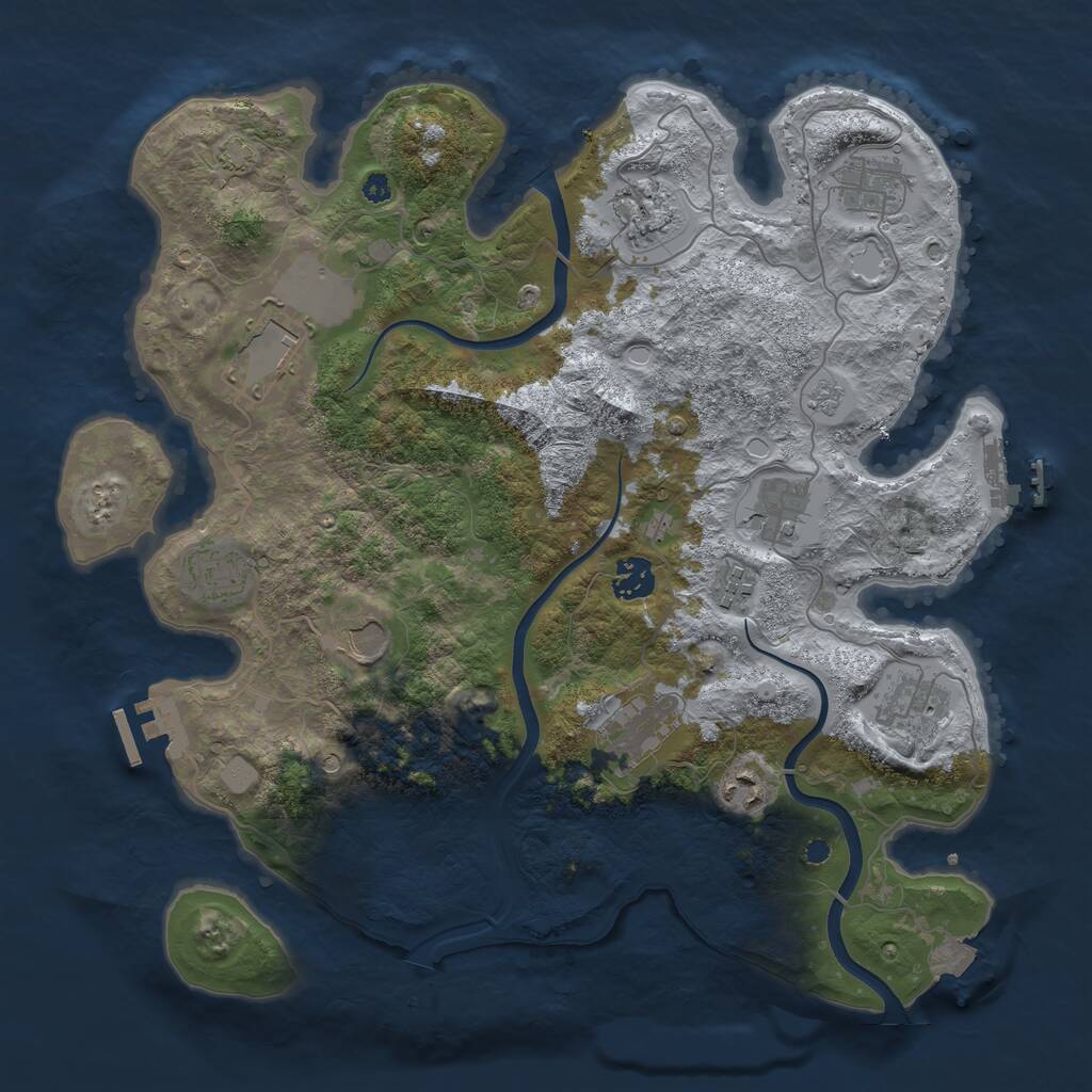 Rust Map: Procedural Map, Size: 3750, Seed: 1283235227, 17 Monuments