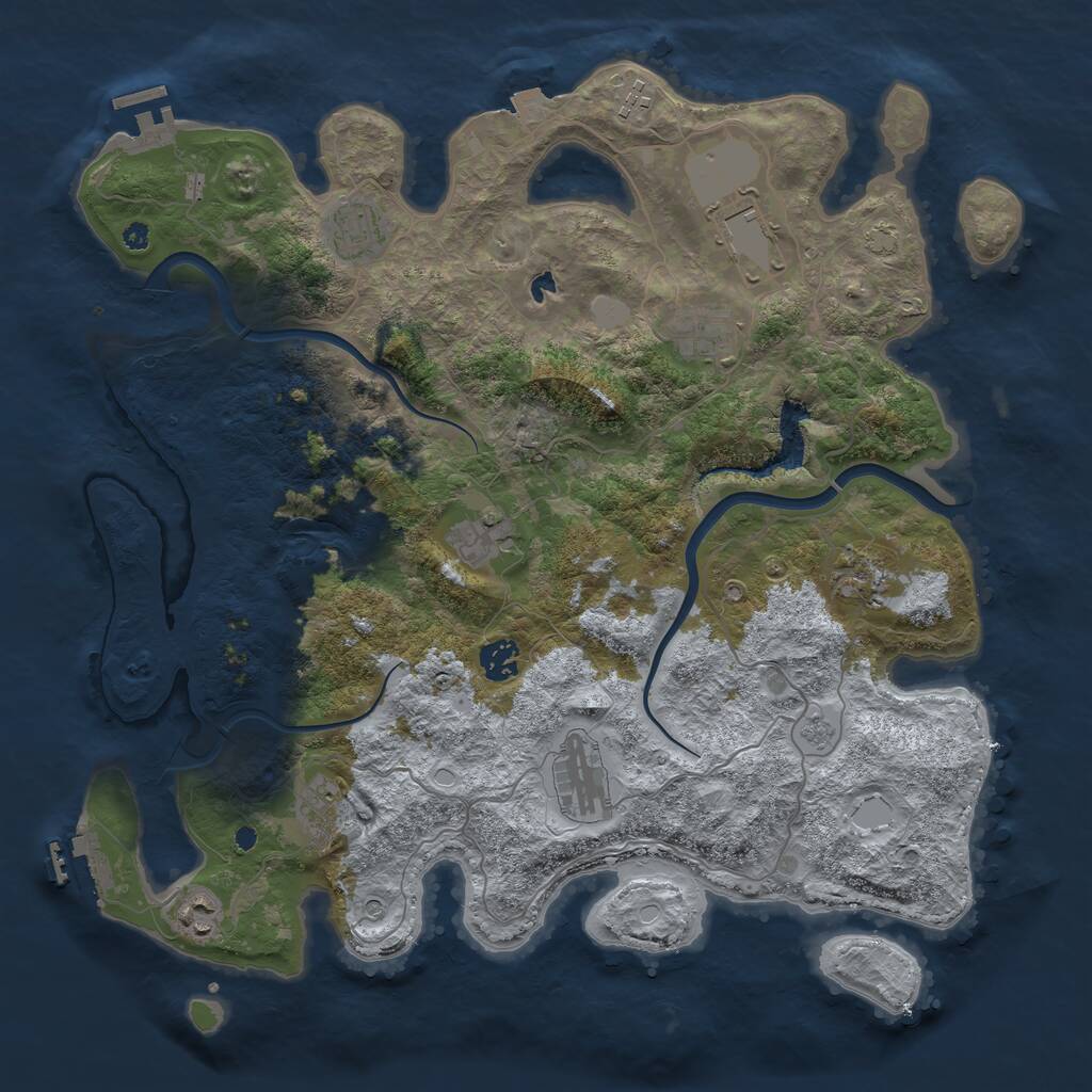 Rust Map: Procedural Map, Size: 4000, Seed: 1374027482, 16 Monuments