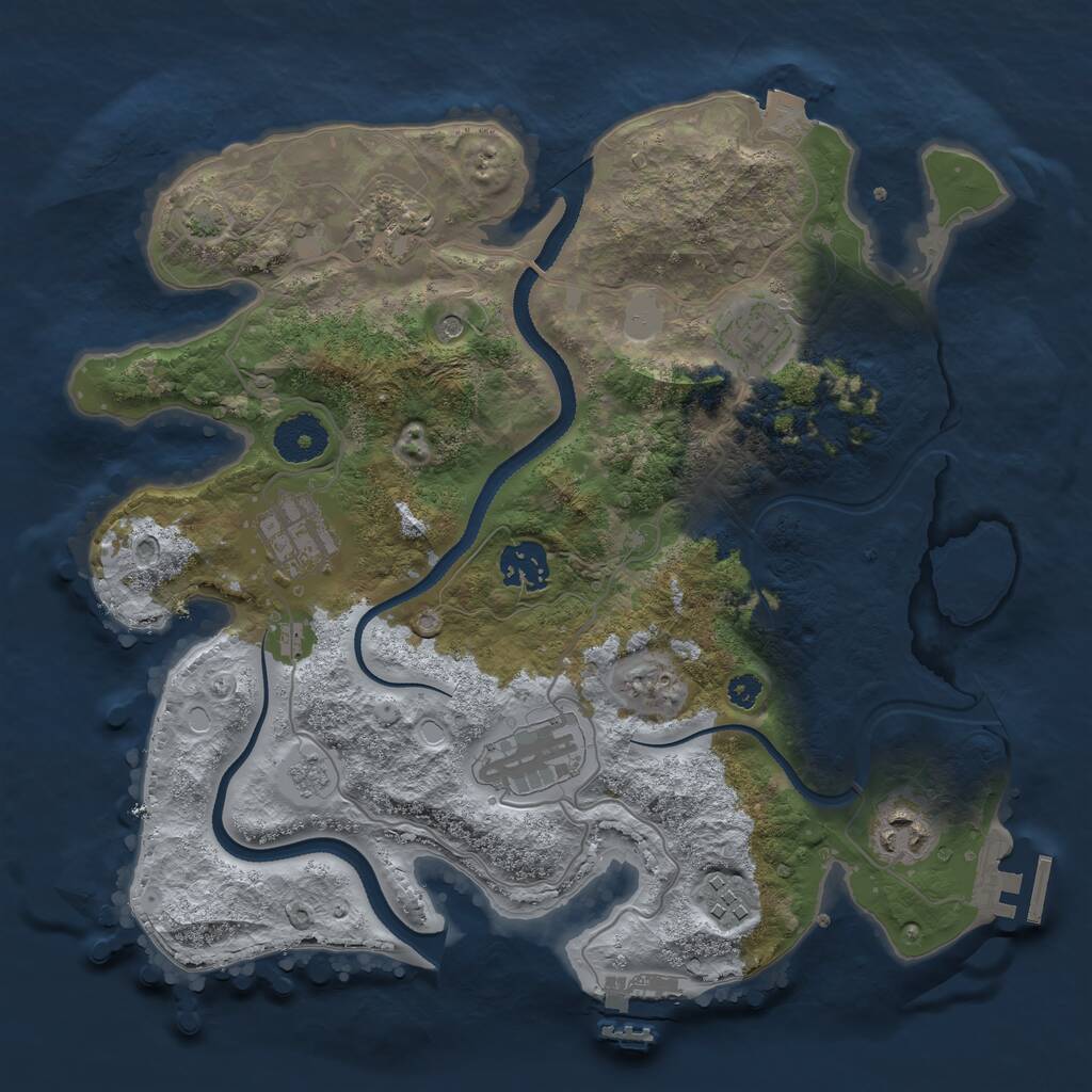 Rust Map: Procedural Map, Size: 3250, Seed: 837110492, 13 Monuments