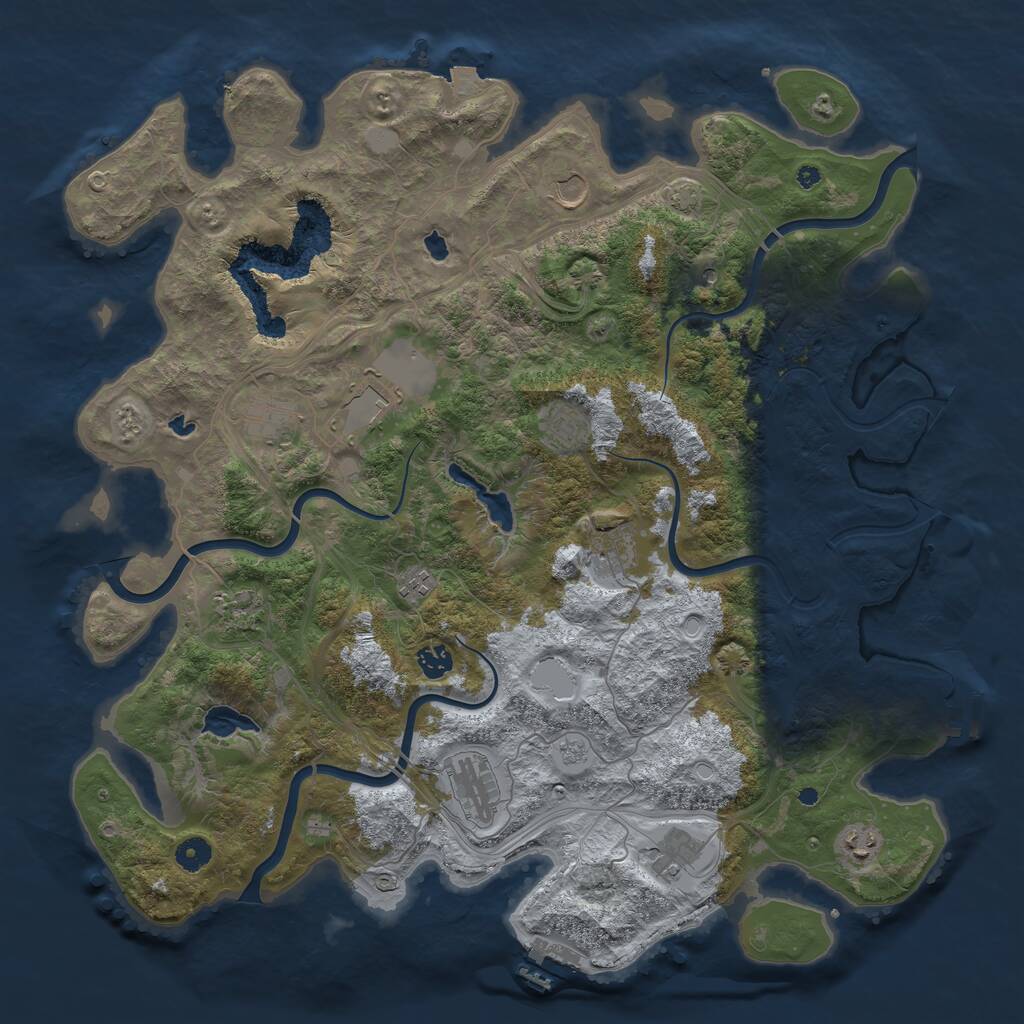 Rust Map: Procedural Map, Size: 4500, Seed: 1326921642, 17 Monuments