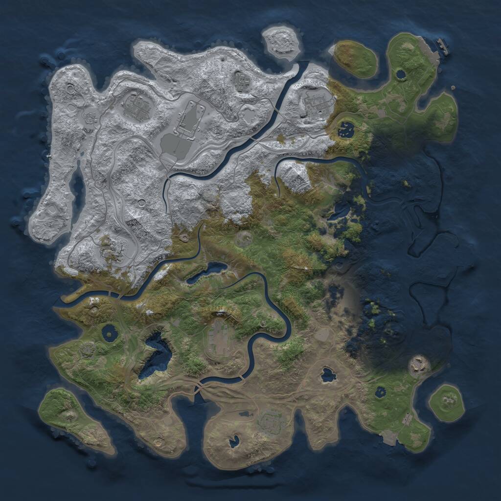 Rust Map: Procedural Map, Size: 4500, Seed: 199921623, 16 Monuments